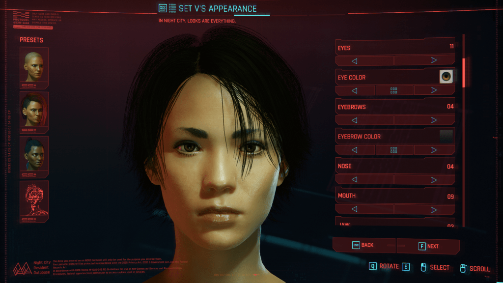Hoshinos Asian V Preset Female Cyberpunk 2077 Mod 4529